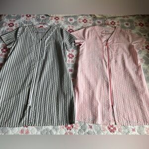 Bundle of 2- Croft & Barrow Pink/White Blue/White Striped Full-Zip Duster Mumu L